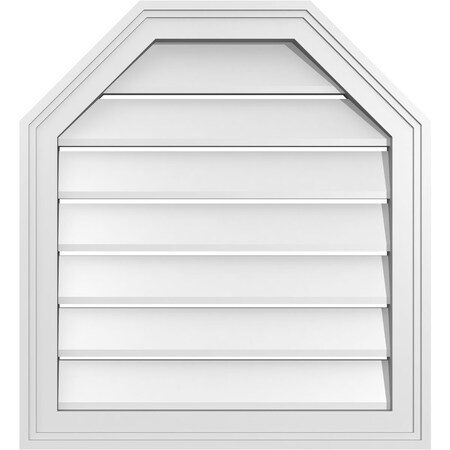 Ekena Millwork Octagonal Top Surface Mount PVC Gable Vent w/ 2"W x 1-1/2"P Brickmould Frame, 22"W x 24"H GVPOT22X2402SF